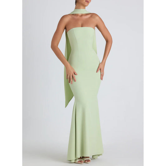 Sexy halter wrap hip slim-fit dress