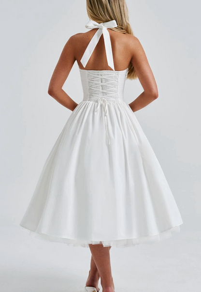 Pure Color Halter Waist Girdle Tulle Tutu Dress